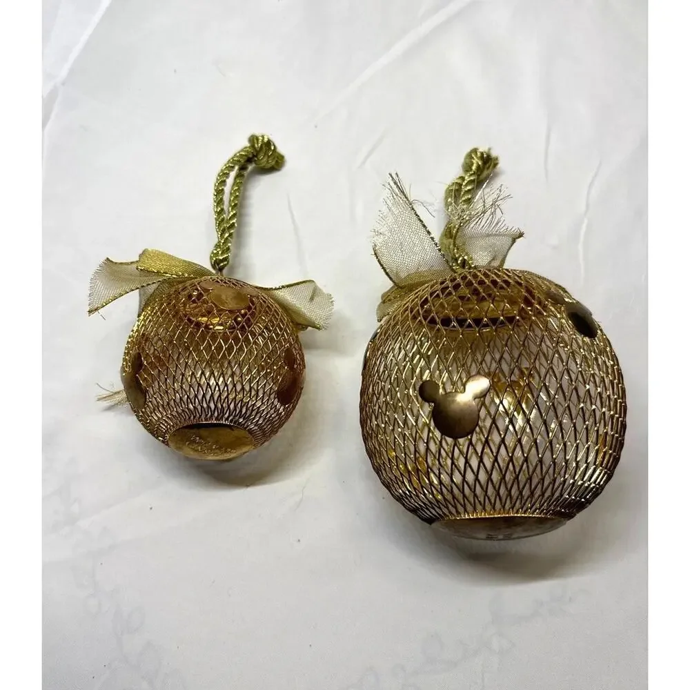 VTG 1990s Disney Mickey Mouse Mesh Christmas Ornament Potpourri Balls Set Of 2